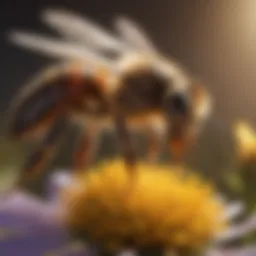 Honeybee pollinating a flower