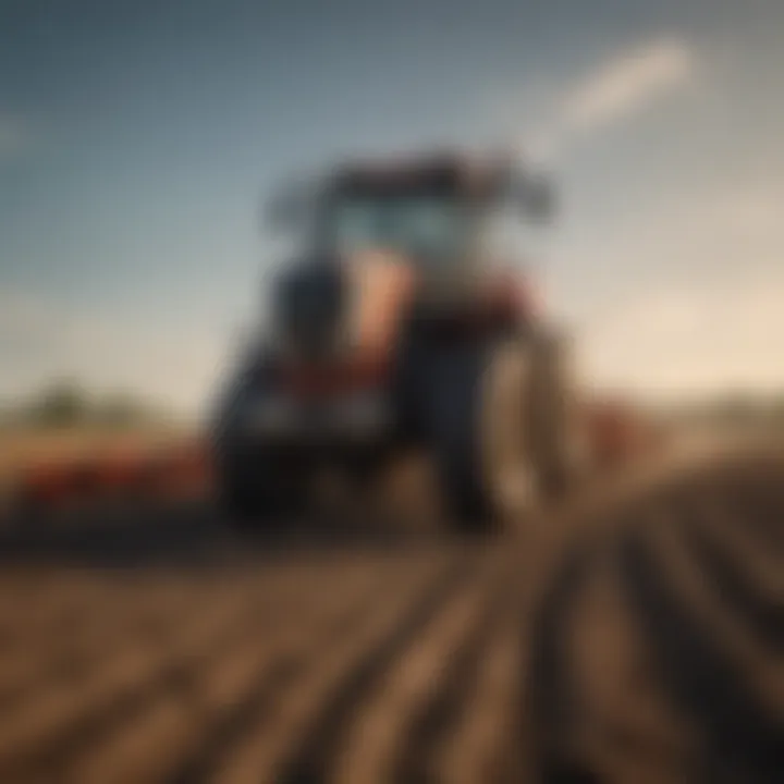Advanced tractor plowing a field