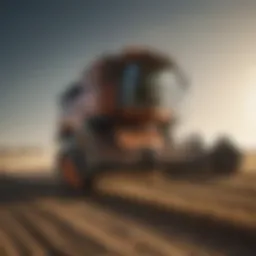 Modern combine harvester in action