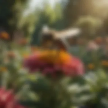 Bee-Friendly Plants in a Garden A diverse array of plants designed to support bee populations in a garden setting