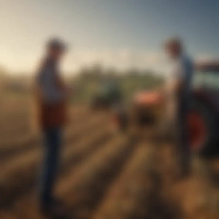 An agronomist discussing agricultural strategies with farmers