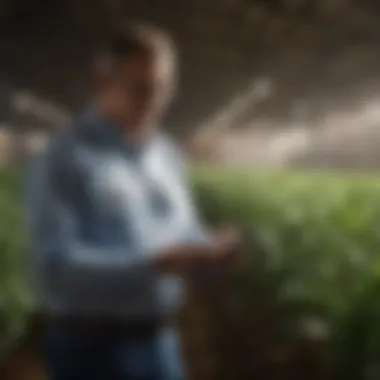Crop Health Monitoring Technology A agronomist using technology to monitor crop health