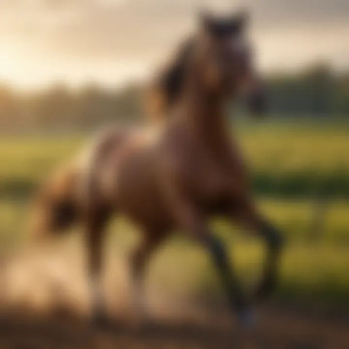 A healthy horse galloping in the field