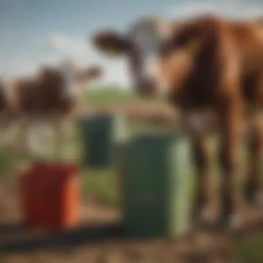 A young calf eagerly approaching a clean calf pail