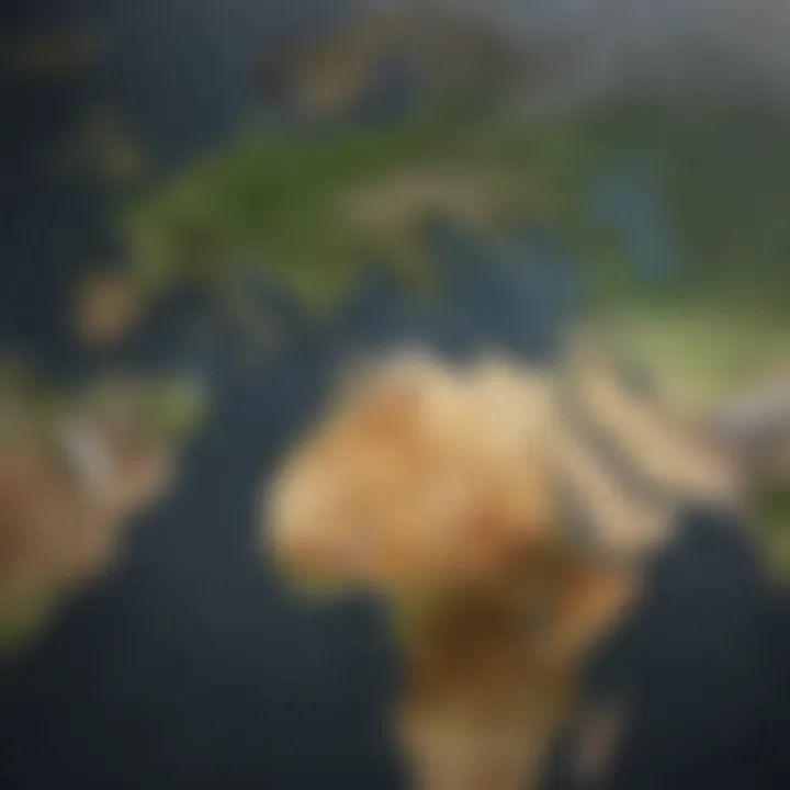 A world map highlighting climate change impacts