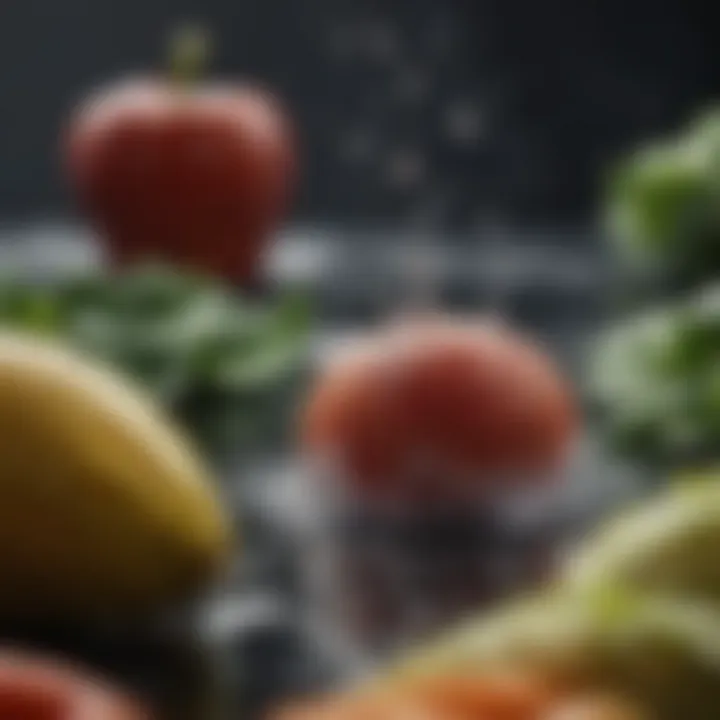 A close-up of water droplets on fresh produce.