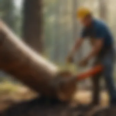 Innovative tree cutting techniques displayed in action