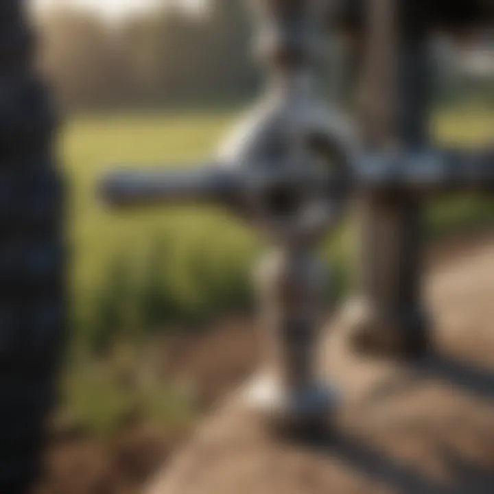 Close-up of adjustable vice grips gripping a metal object in agricultural setting