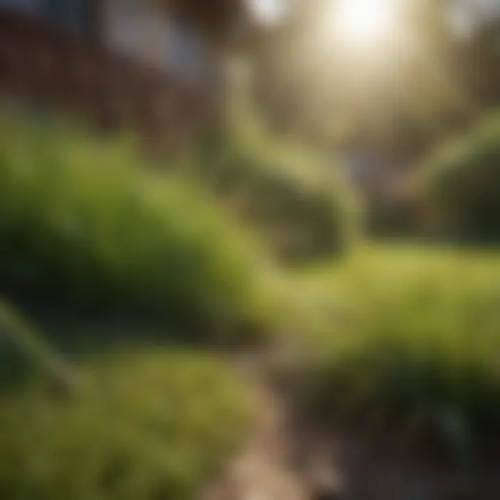 Healthy grass growing in a well-maintained garden