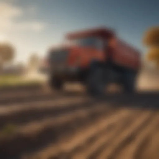 Tracked off-road dump truck in action on a farm