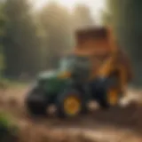 A powerful tractor demonstrating a front loader in action