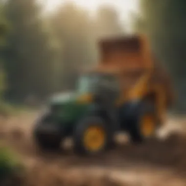 A powerful tractor demonstrating a front loader in action