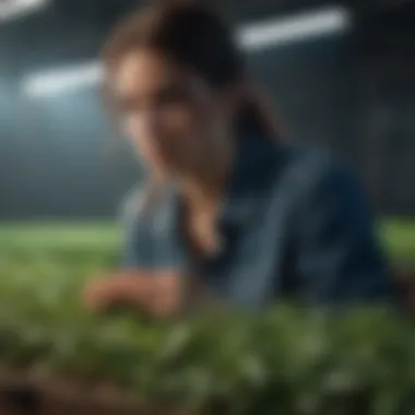 Evaluating LED Technology in Agriculture Agricultural expert evaluating LED technology