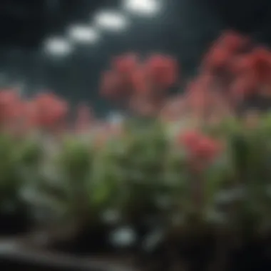 Vibrant Plant Growth under LED Close-up of vibrant plant growth under LED lights