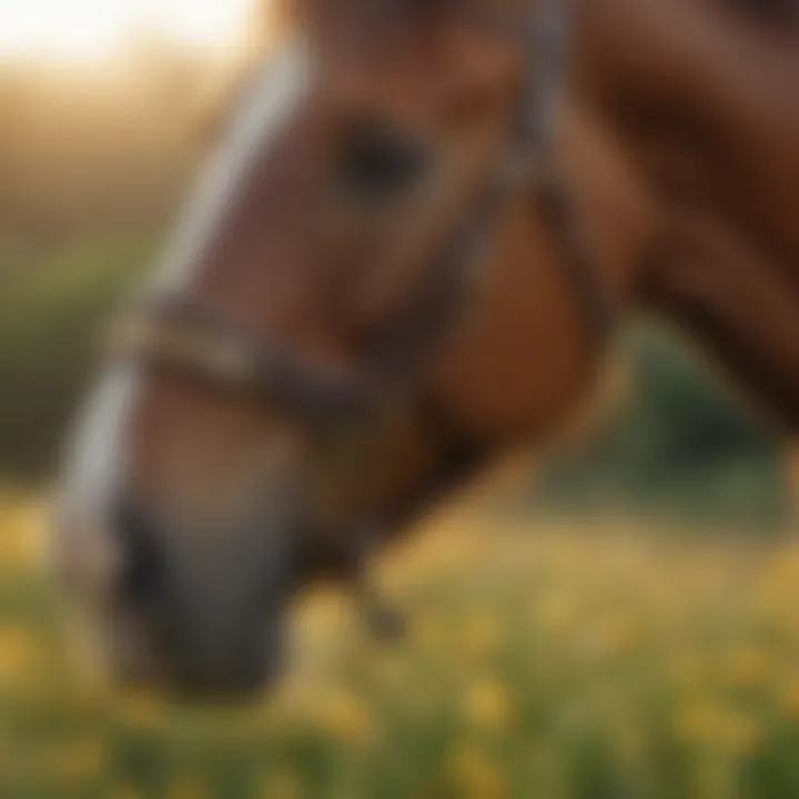 A diagram illustrating common allergens that affect horses' respiratory health.