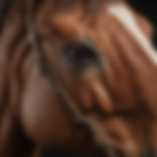 A close-up of a horse with a concerned expression, indicating respiratory distress.