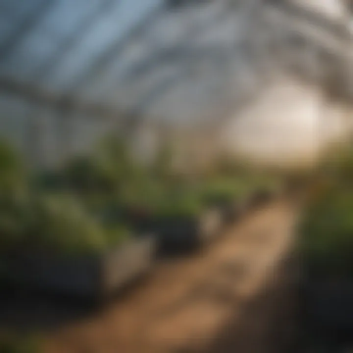 Different types of greenhouse plastics displayed in a garden