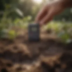 Digital pH soil tester in action