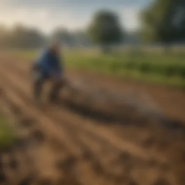 A farmer utilizing a drag rake, demonstrating best practices for optimal operation in sustainable farming.