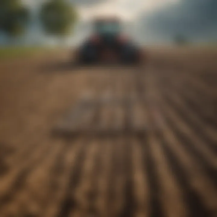 An infographic illustrating the ecological impacts of drag rakes on soil health and farmland.