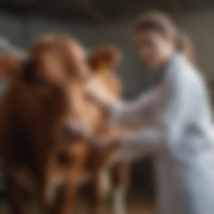 Veterinarian administering Draxxin KP to cattle.