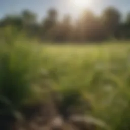 A vibrant field showcasing various grass types affected by herbicides