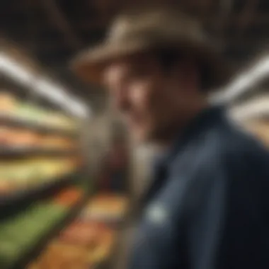 Farmer analyzing data to enhance food safety protocols