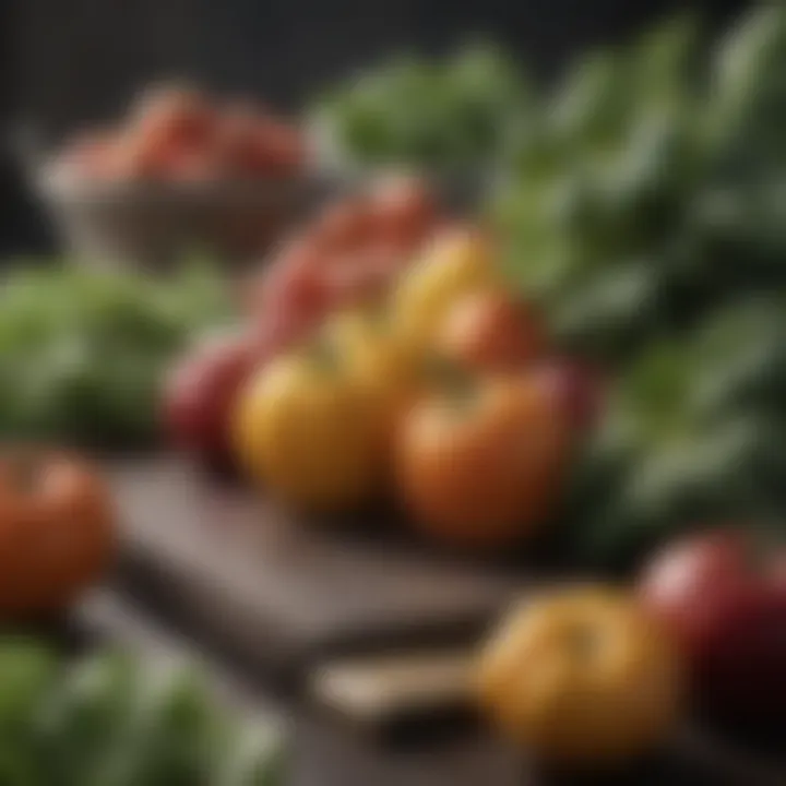 Close-up of fresh produce with a focus on food safety measures