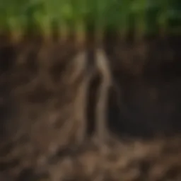 Close-up of nutrient-rich soil with vibrant roots