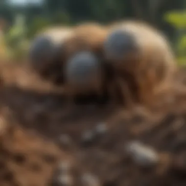 Grub Pests in Their Natural Habitat Close-up of grub pests in soil