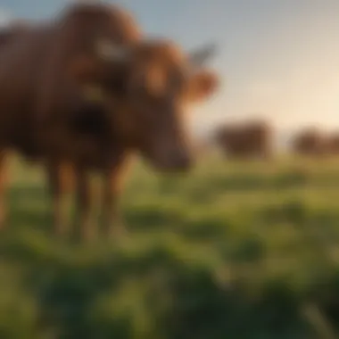 Cattle Grazing and Methane Emission Cattle grazing in a lush green pasture