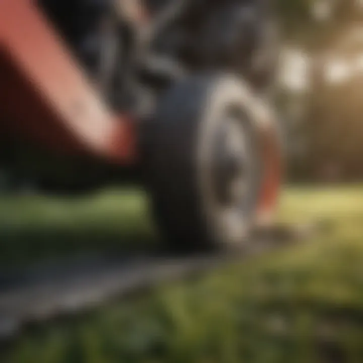 Close-up of a mowing machine's blade system