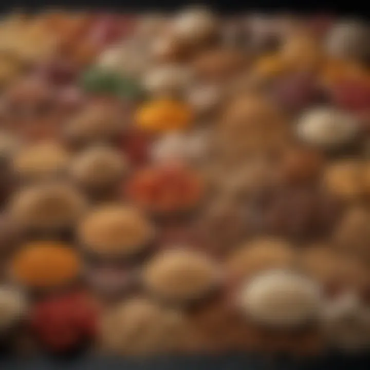 Diverse sources of protein foods including grains and livestock