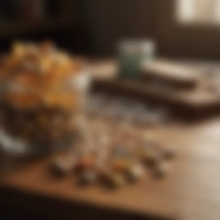 A close-up view of vitamin supplements on a wooden table