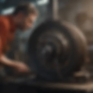 Maintenance routine being performed on a reel grinder, highlighting care techniques