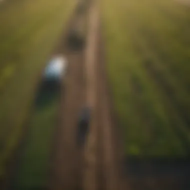 Sustainable Agriculture Landscape Aerial view of a sustainable farm showcasing diverse crops
