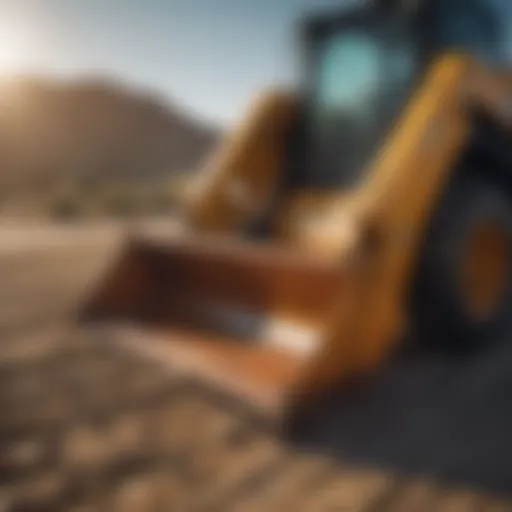 Skid steer bucket width measurement tools in use