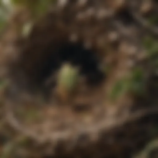 Close-up of a stink bug nest showing intricate structures