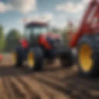 Showcasing Agricultural Innovations Cutting-edge agricultural machinery showcased in a field