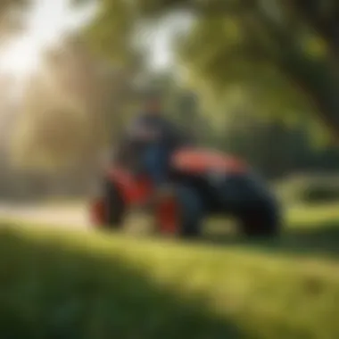 User Experience: Comfort and Stability with Suspension User enjoying a smooth ride on a riding mower with suspension
