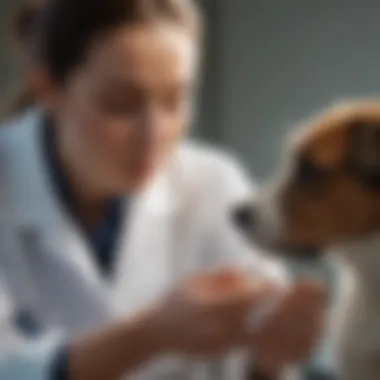 Veterinarian administering deworming medication