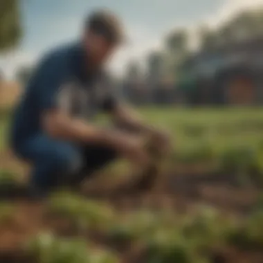 Innovative Technologies in Farming A farmer implementing innovative technologies to reduce food waste.