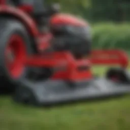 Detailed view of Mahindra mower deck components