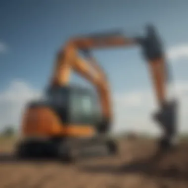 Side view of mini excavator rotator attached to machinery, emphasizing integration.