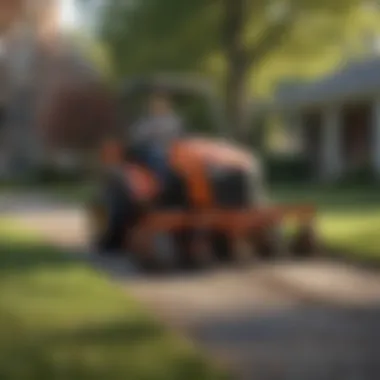 Ohio Steel Lawn Sweeper Collecting Debris Ohio Steel lawn sweeper in action collecting debris