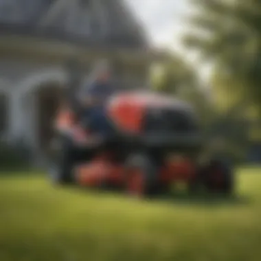 User examining Ohio Steel lawn sweeper for troubleshooting