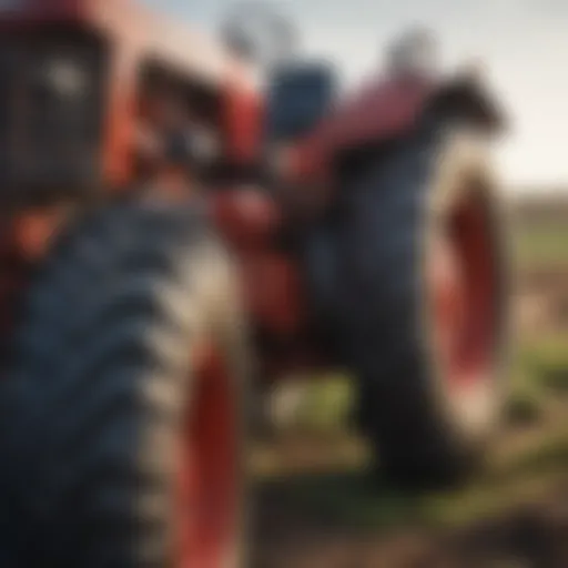 Close-up of a well-maintained used tractor showing its features