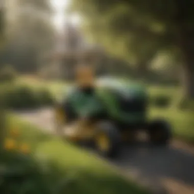 John Deere Riding Mower in Action John Deere mower in a well-maintained garden