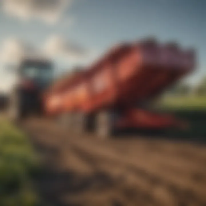 A dump trailer in a lush agricultural field ready for loading