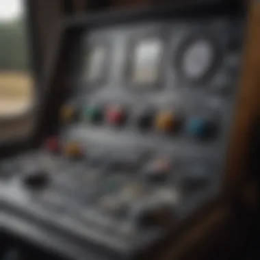 Close-up of dump trailer controls showcasing equipment handling